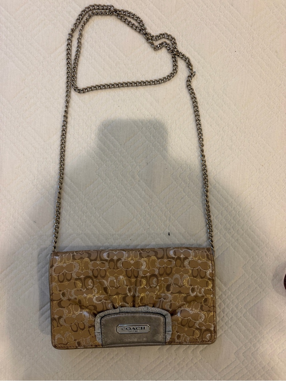 COACH Tan Signature Chain Wallet Crossbody